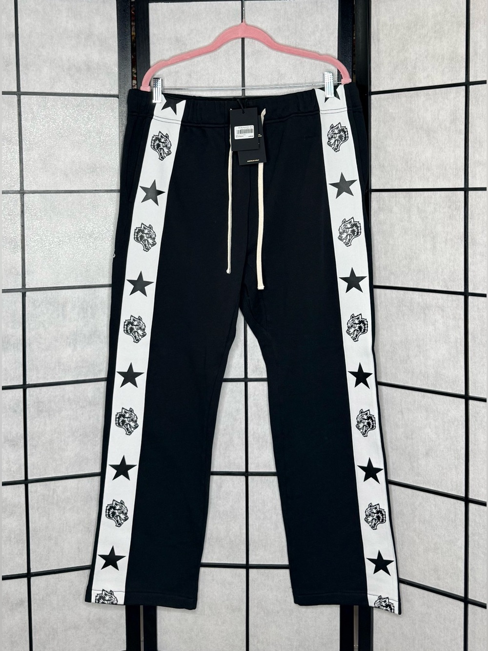 Darc Sport Wolves Roadster Track Bigelow Sweat Pants Black White Size Large NWT